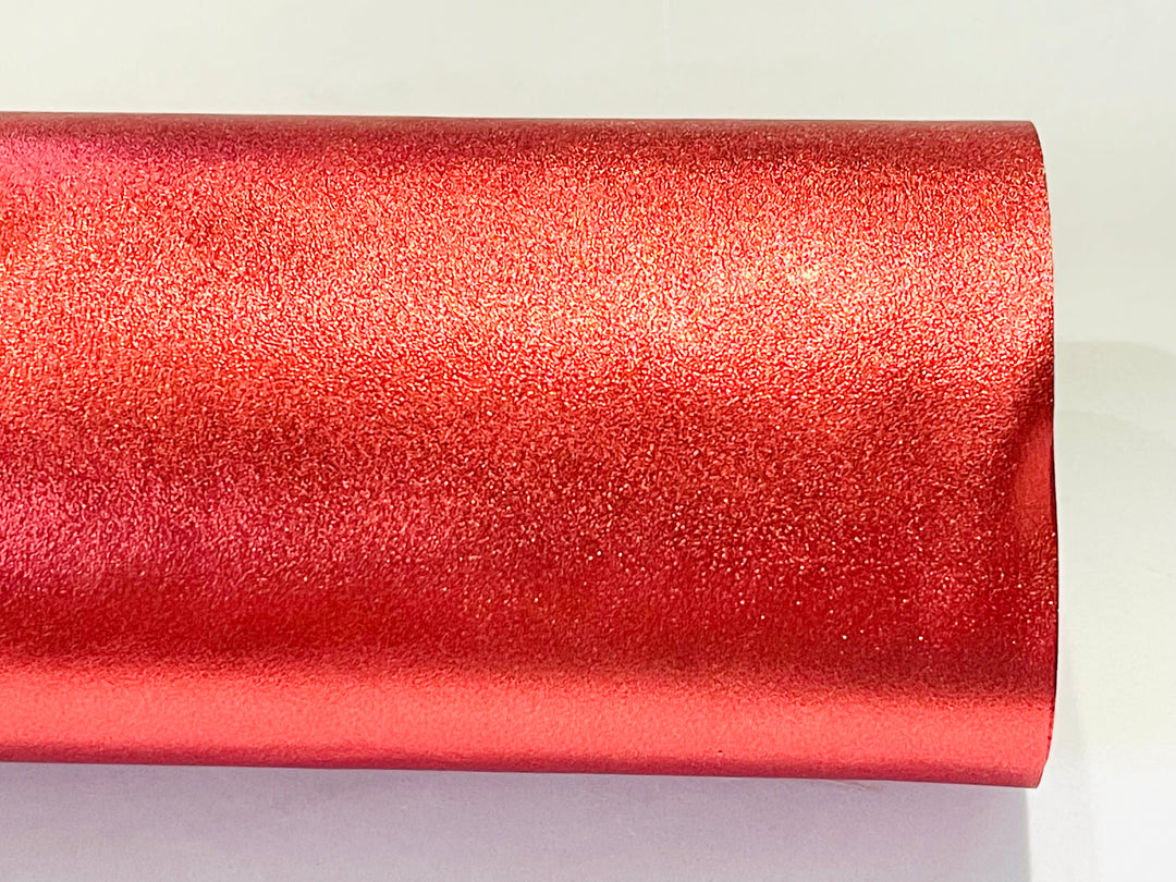 Red Metallic Smooth Faux Leatherette