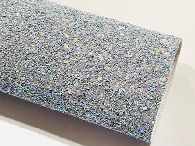 Pale Grey Chunky Glitter Canvas - Moon Dust
