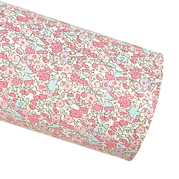 Ditsy Pink Floral Print Leatherette
