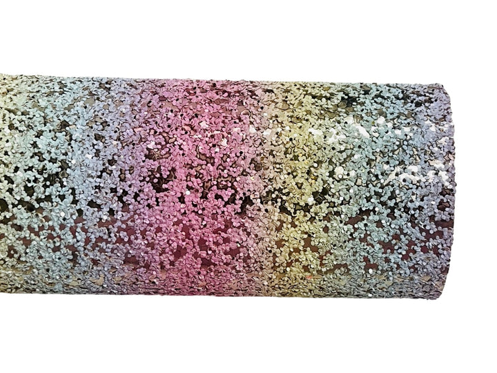 Rainbow Matte Rose Gold Sparkle Chunky Glitter Leather