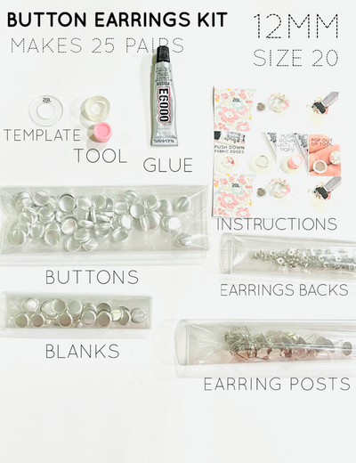 12mm Button Earring Self Cover Starter Kit - 25 Pairs - Oliver and May Everyday Range