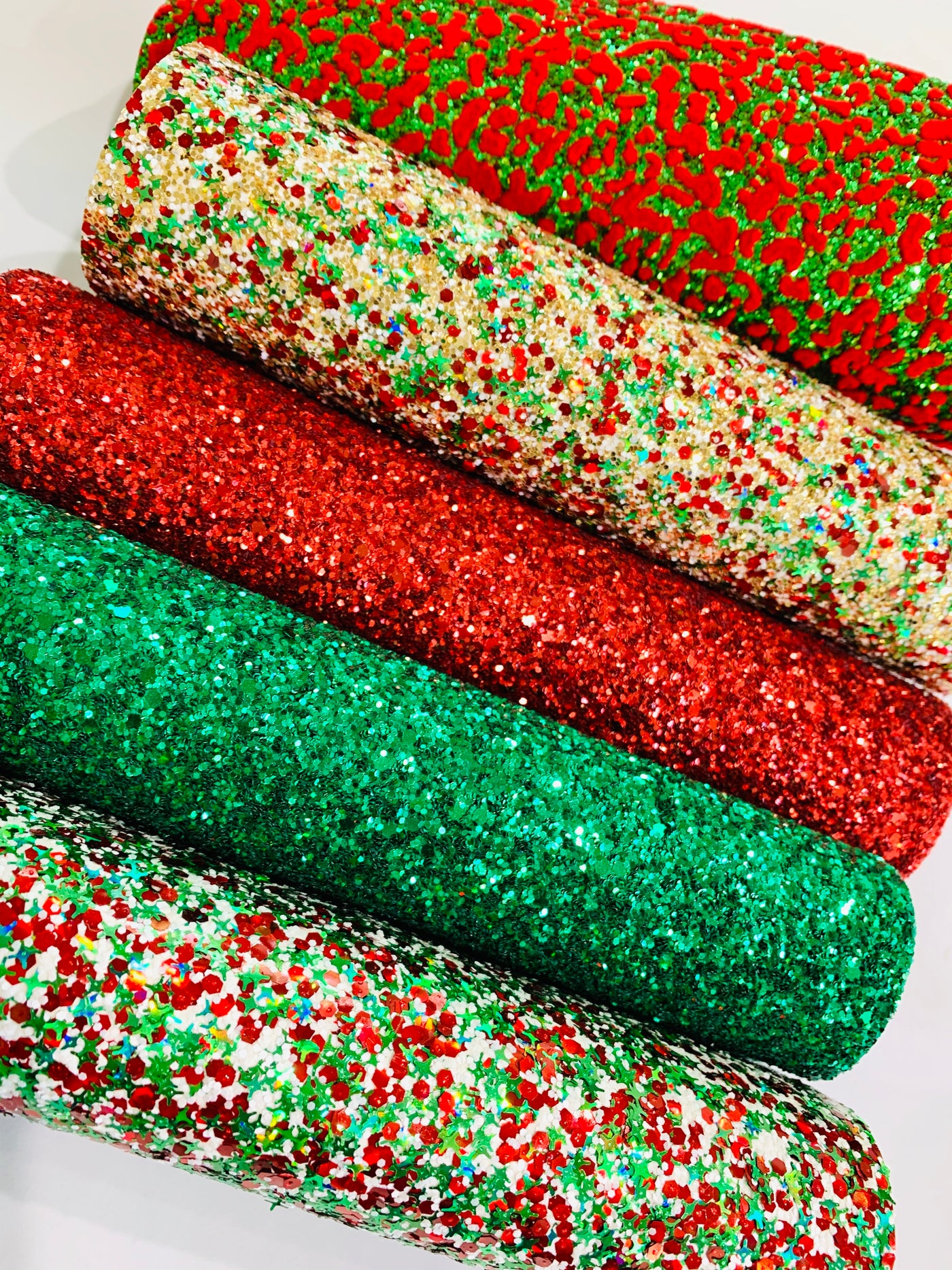 Jingle Bells Gold Mixed Chunky Glitter Fabric Sheet