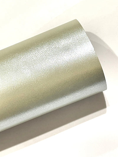 Silver Green Vine Pearl Smooth Faux Leatherette