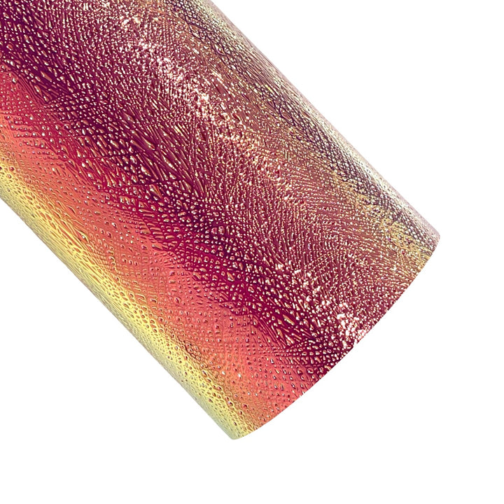 Holographic Peach Toffee Strands Faux Leatherette