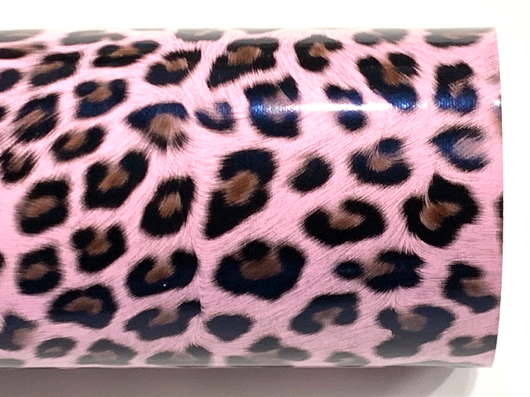 Leopard Tiger Print Vinyl Leatherette A4 Sheets - Pink