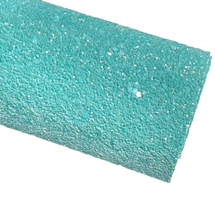 Matte Aqua Chunky Glitter Leather