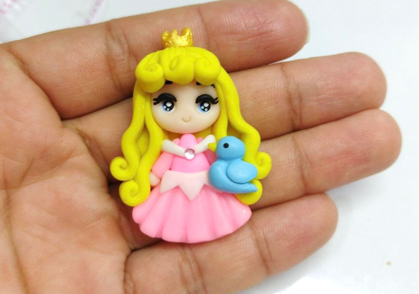 Pink Princess with Bluebird Bow Clay Embellishment - Gorgeous Maker