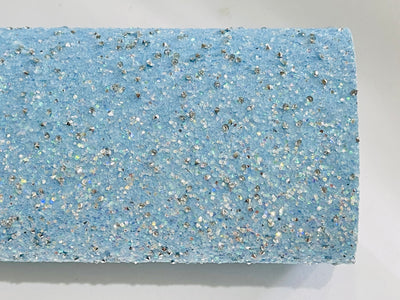 Frozen Dream Pale Blue with Diamonds Chunky Glitter Fabric