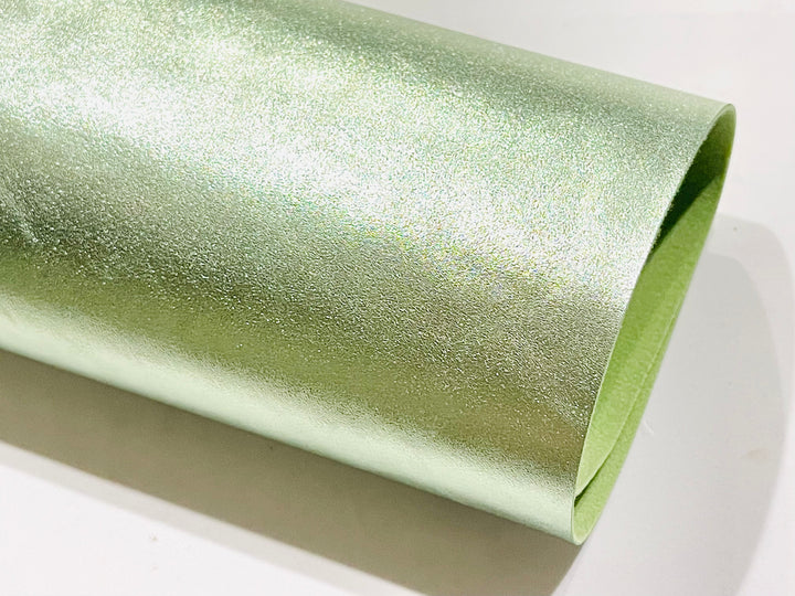 Pale Green Metallic Smooth Faux Leatherette