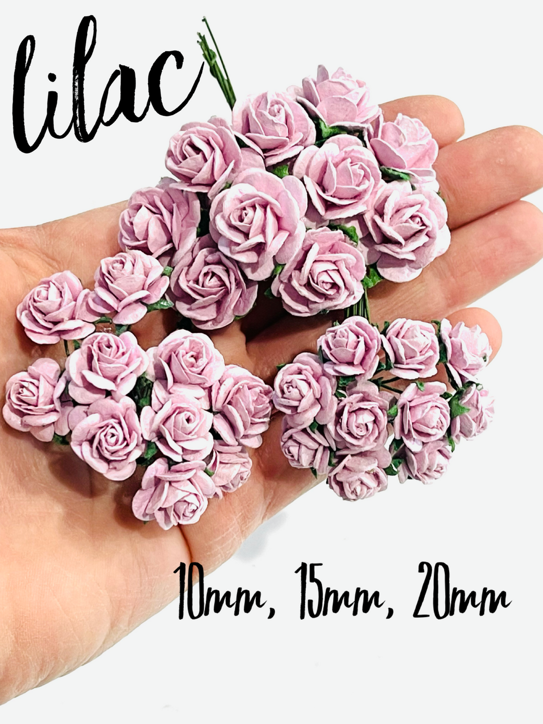 Lilac Mulberry Paper Roses - 10mm, 15mm, 20mm