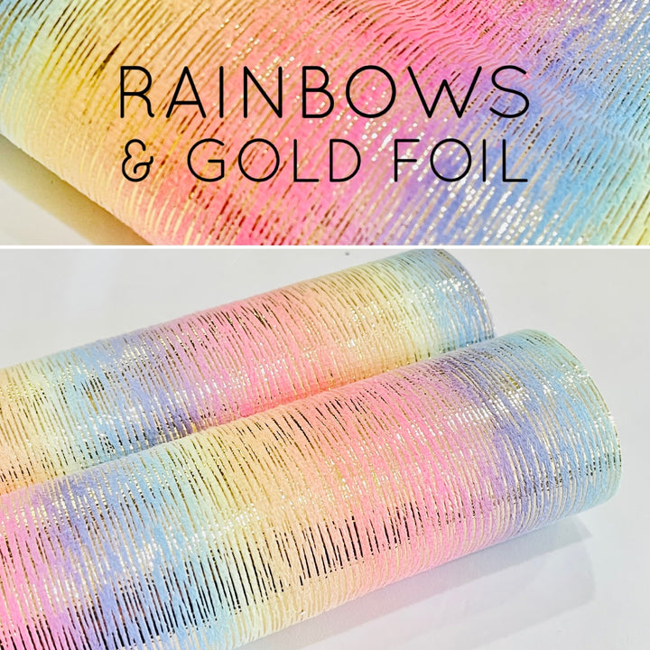 Pastel Rainbow with Gold Foil Velour - Suitable for Jewellery Makers