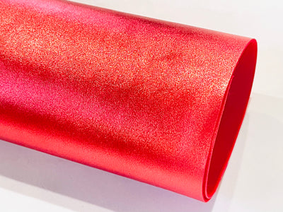 Red Metallic Smooth Faux Leatherette