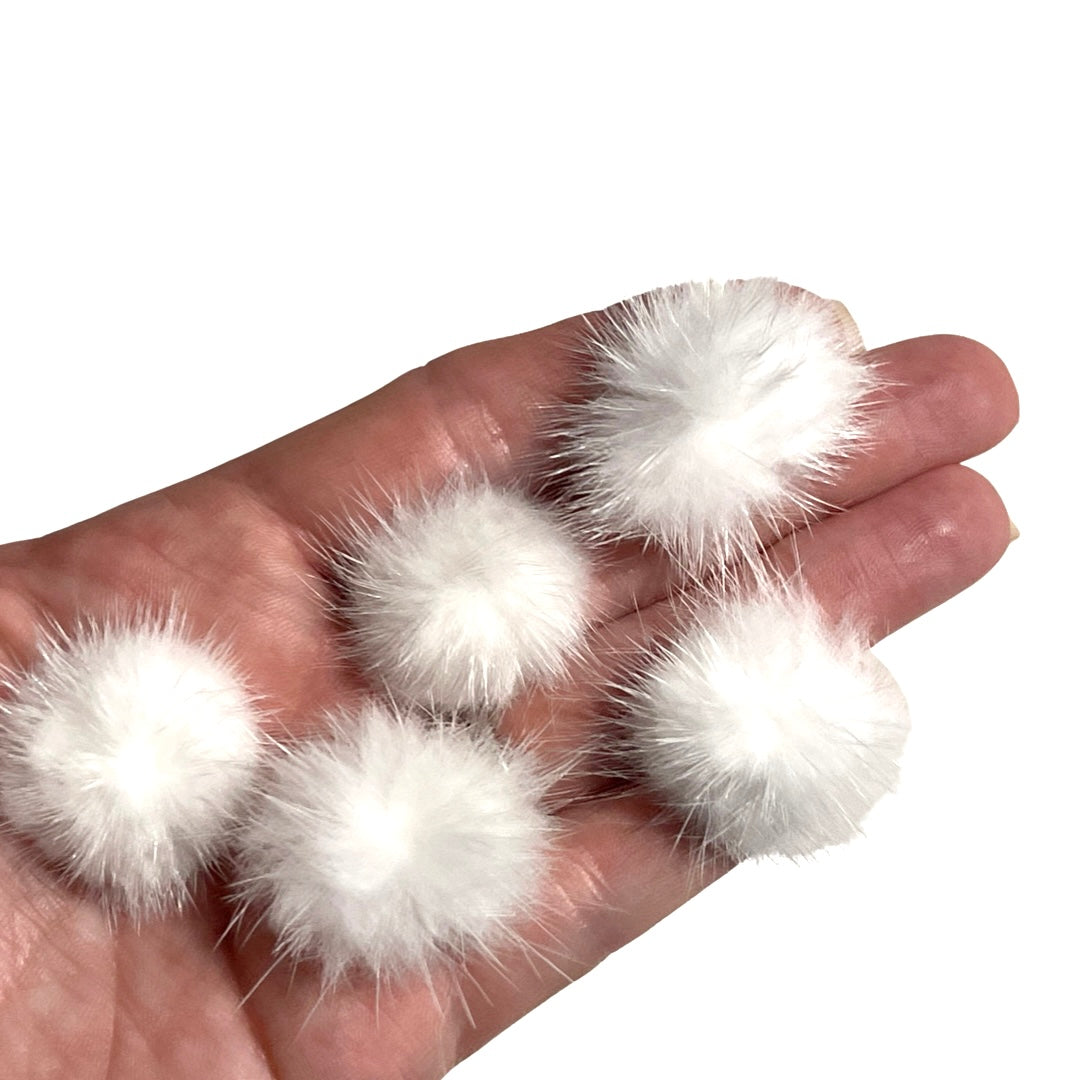 White Faux Fur Balls - 30mm