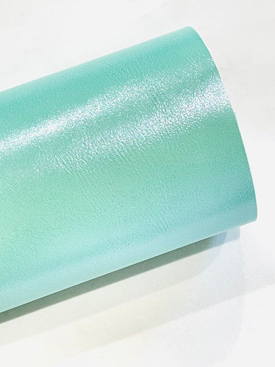 Cyan Mint Pearl Smooth Faux Leatherette