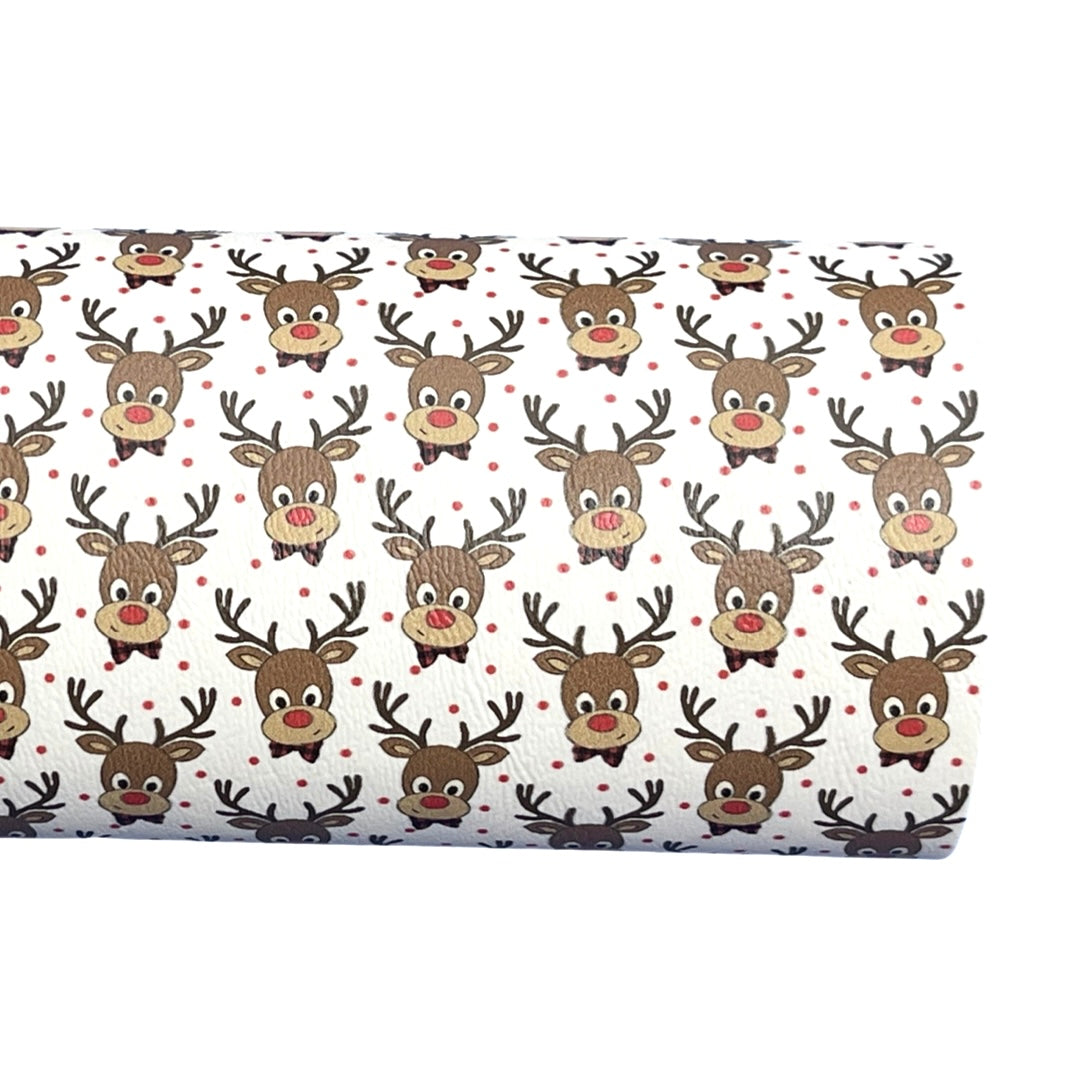 Rudolf Reindeer Leatherette - Locally Printed Faux Leather (A4 Sheet and Roll