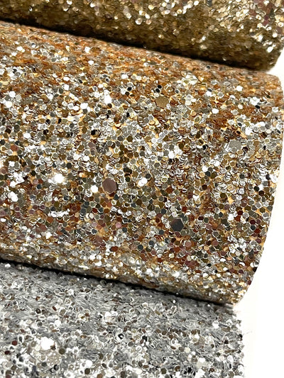 Champagne Gold and Silver Mix Chunky Glitter Sheets
