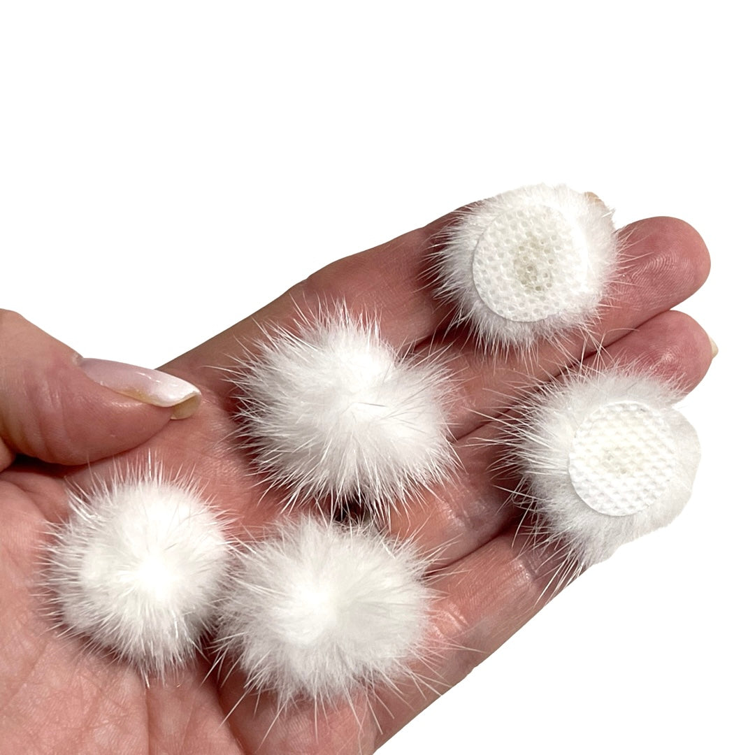 White Faux Fur Balls - 30mm