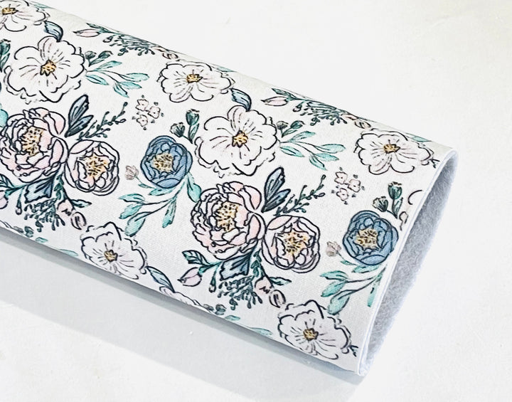 Sweet Periwinkle Rose Floral Artisan Fabric Felt Sheet