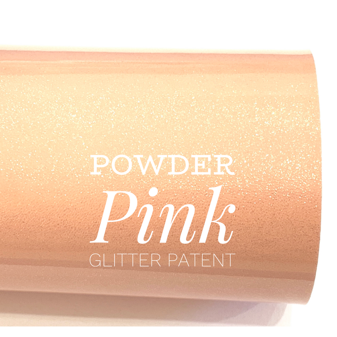 Powder Pink Glitter Patent Smooth Glossy Leatherette