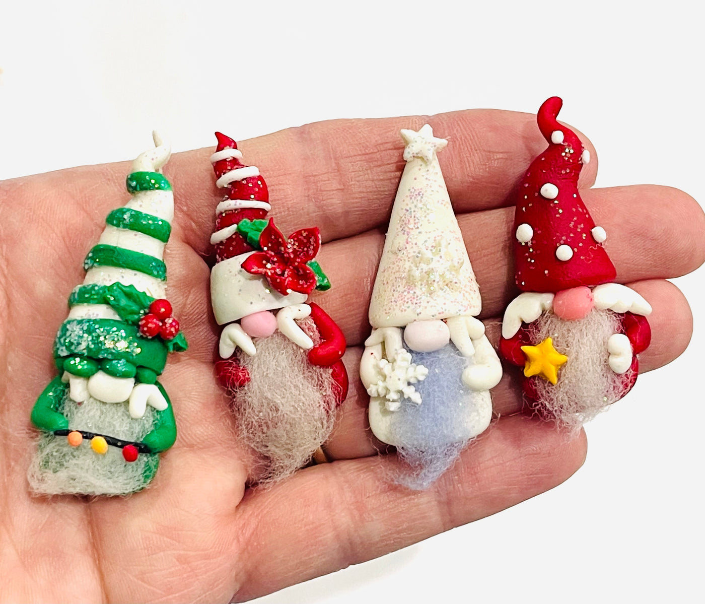 Christmas Gnomes Bow Clay Embellishment - Choice of 4