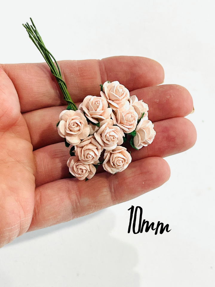 Pink Mist Mulberry Paper Roses - 10mm, 15mm, 20mm