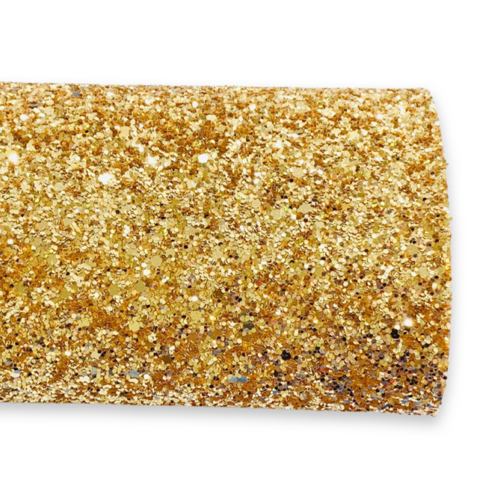 Yellow Gold Chunky Glitter  Leatherette with Felted Rear - 10