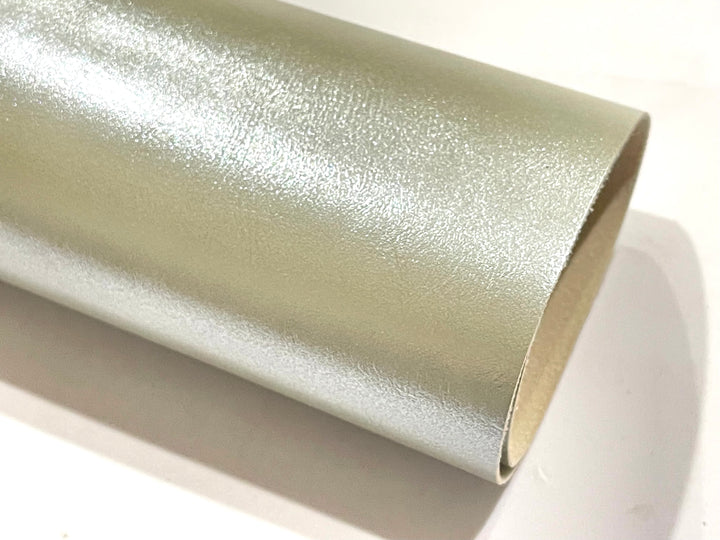 Silver Green Vine Pearl Smooth Faux Leatherette