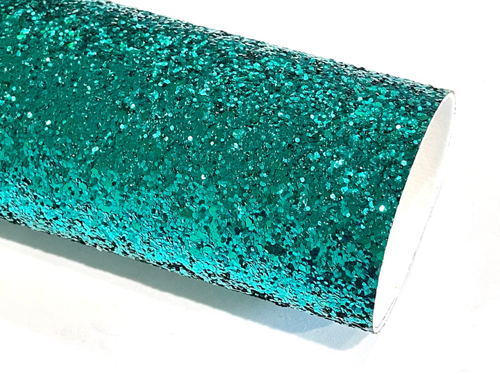 Mermaid Emerald Green Chunky Glitter Fabric