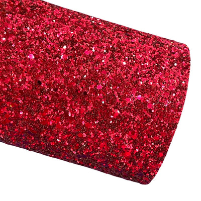 Ruby Red Chunky Glitter Fabric Sheet