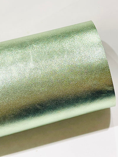 Pale Green Metallic Smooth Faux Leatherette