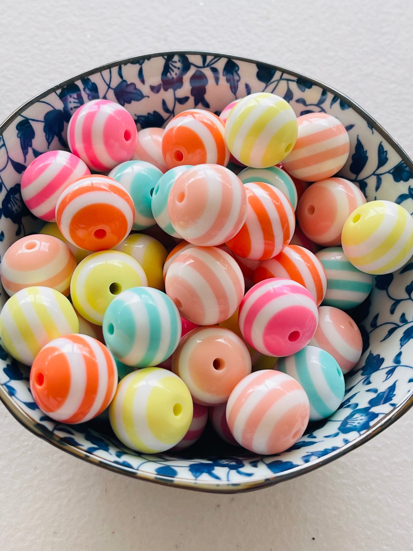 Summer Stripes Solid 20mm Bubblegum Beads