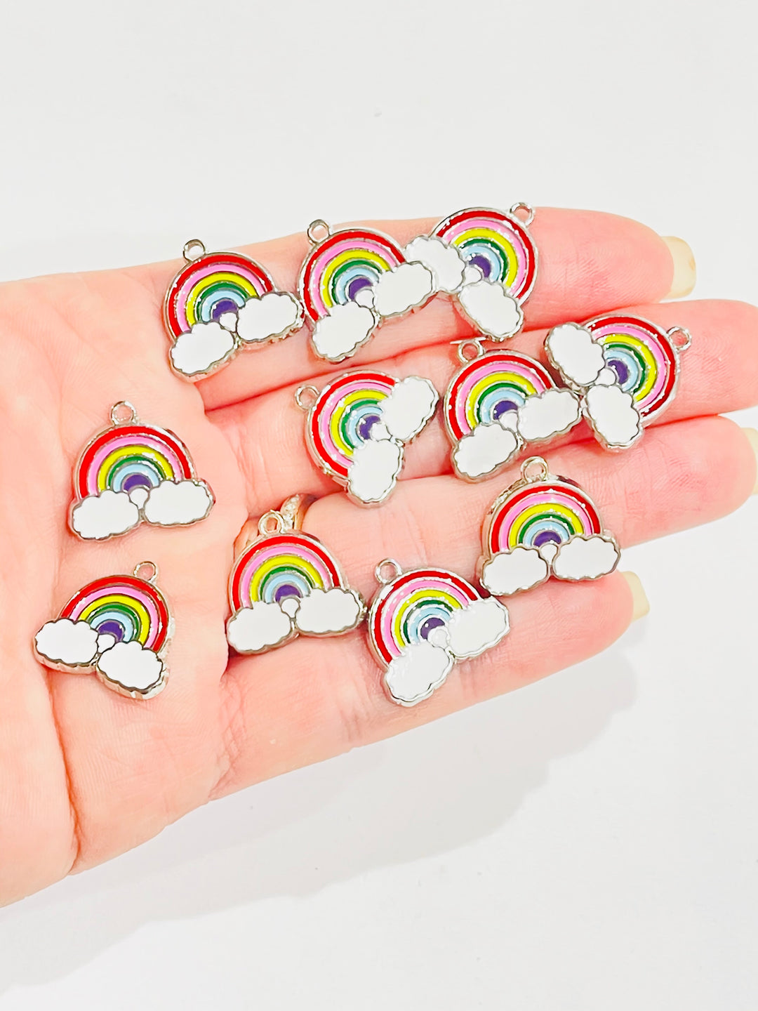 Rainbow with Clouds Enamel Charms