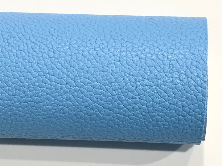 Sky Blue PU Leather Thick 1.2mm Litchi Print Leatherette