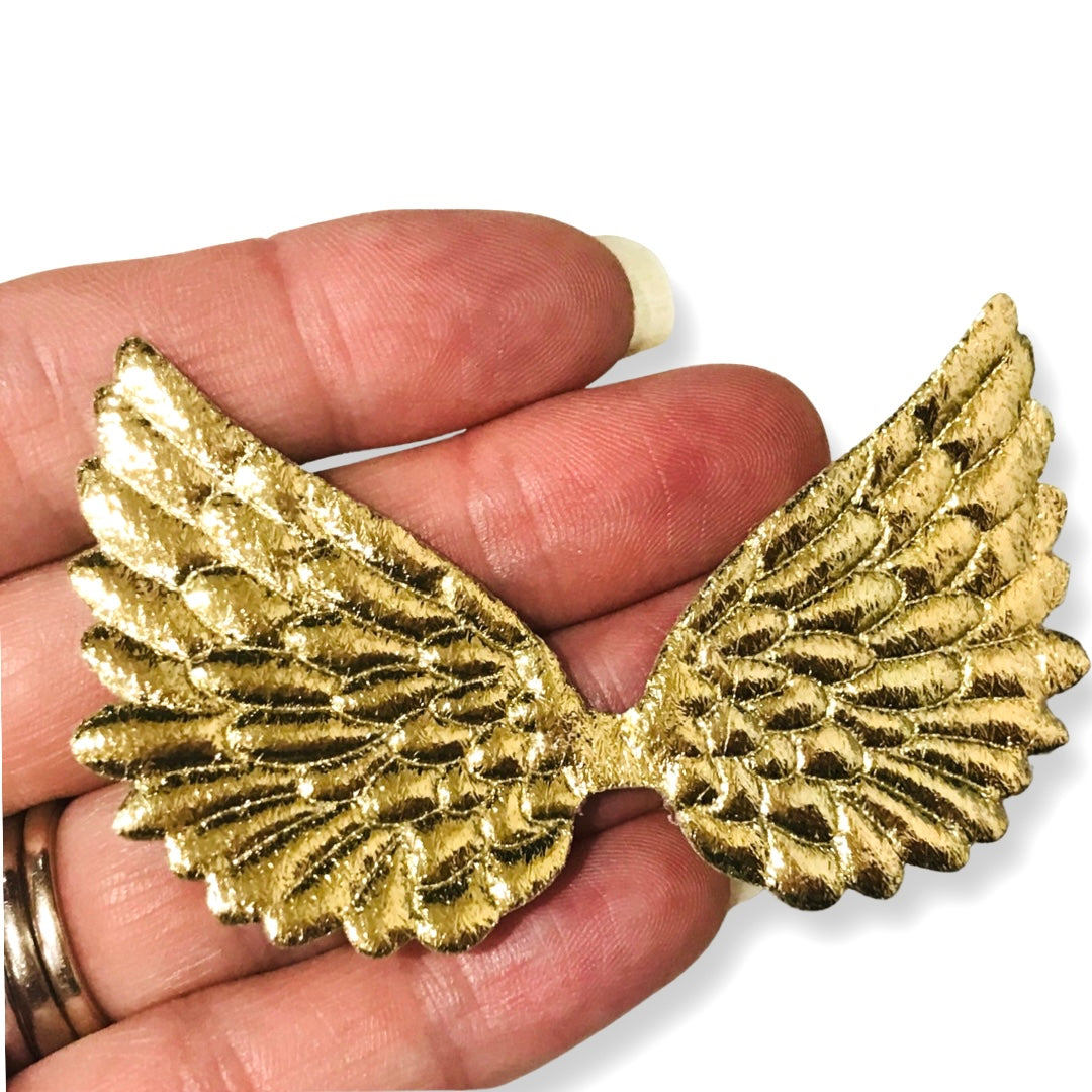 5 Gold Metallic Angel Wings