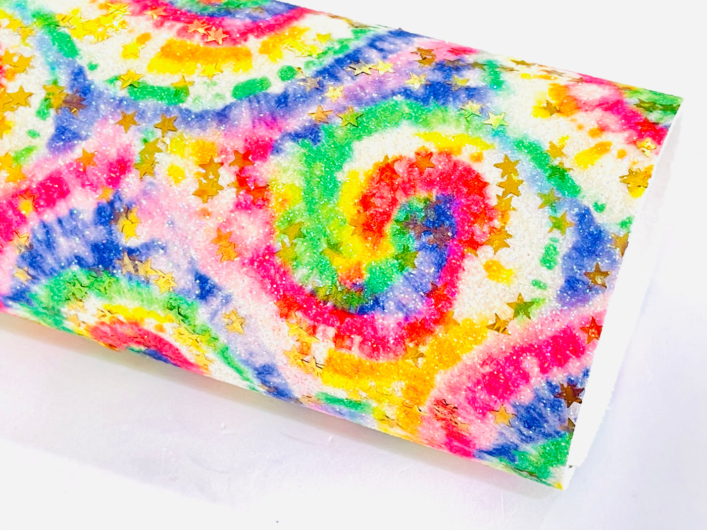 Gold Star Tie Dye Fine Glitter Leather