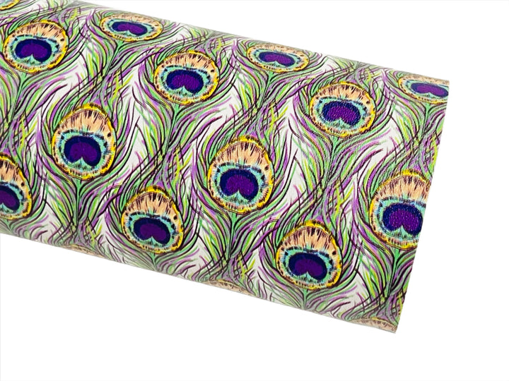 Peacock Feather Printed Smooth Leatherette