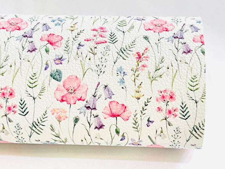 Floral Wildflowers Print Faux Leatherette