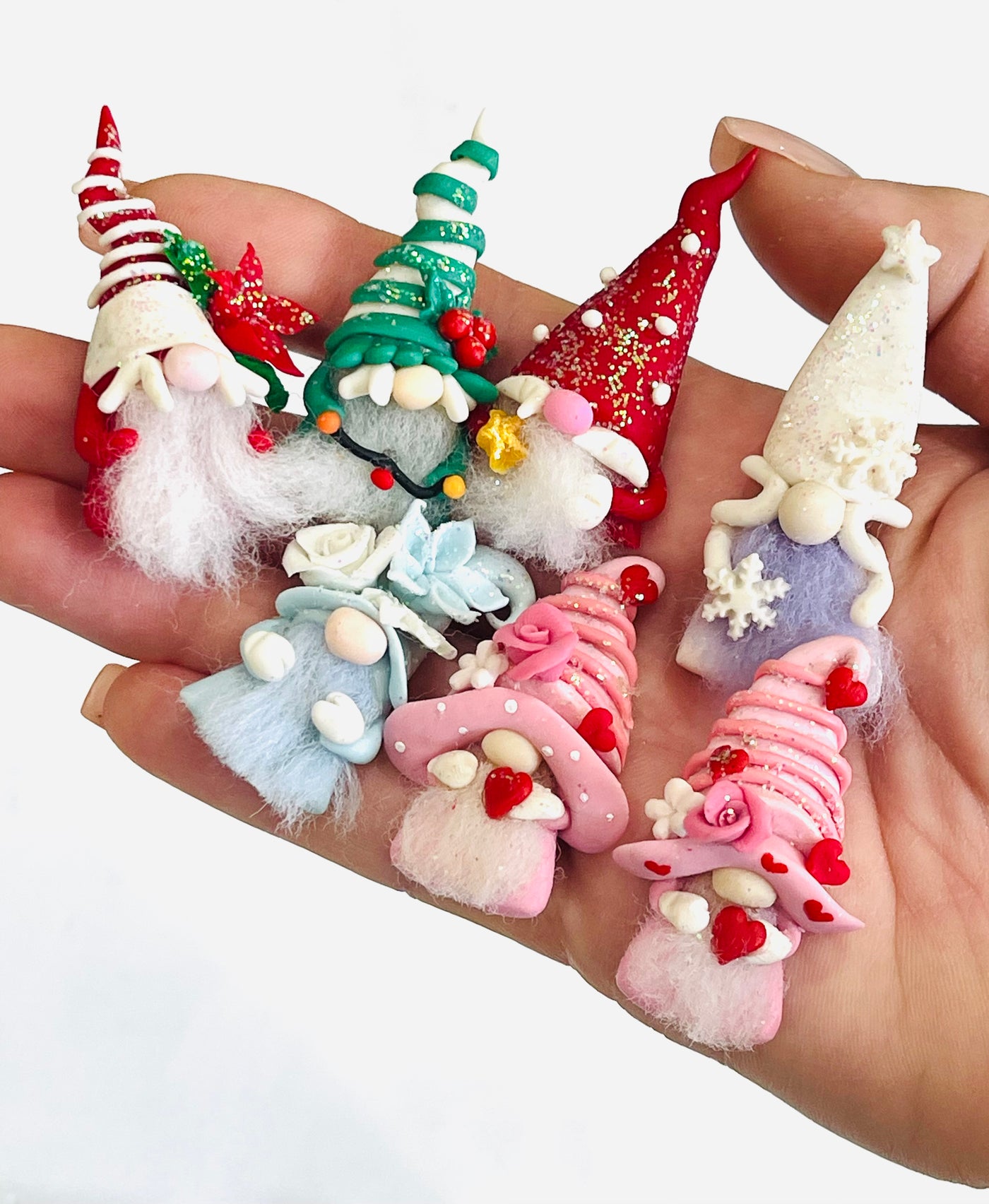 Christmas Gnomes Bow Clay Embellishment - Choice of 4