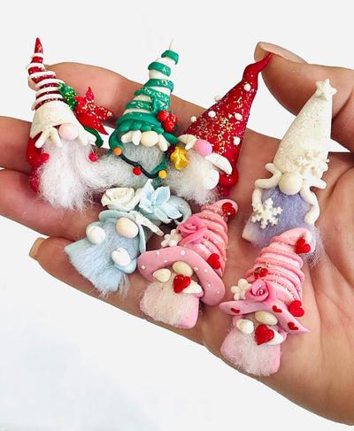 Christmas Gnomes Bow Clay Embellishment - Choice of 4