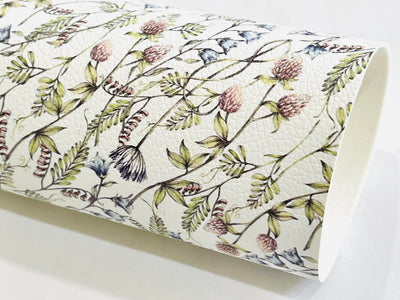 Wildflowers and Bluebells Print Faux Leatherette