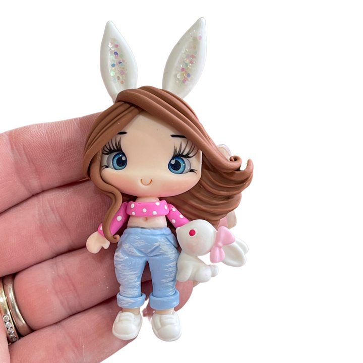 Fanciful Maker  - Easter Girl Bow Clay Embellishment