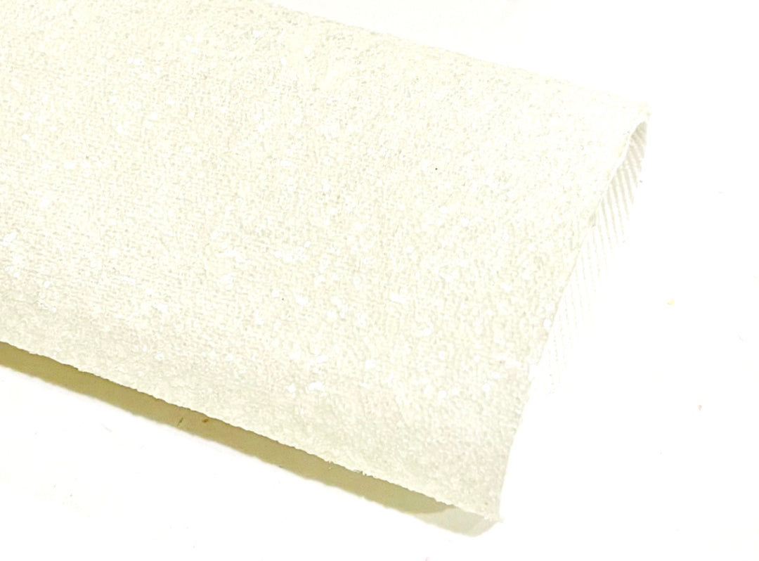 White Sugar Chunky Glitter Fabric