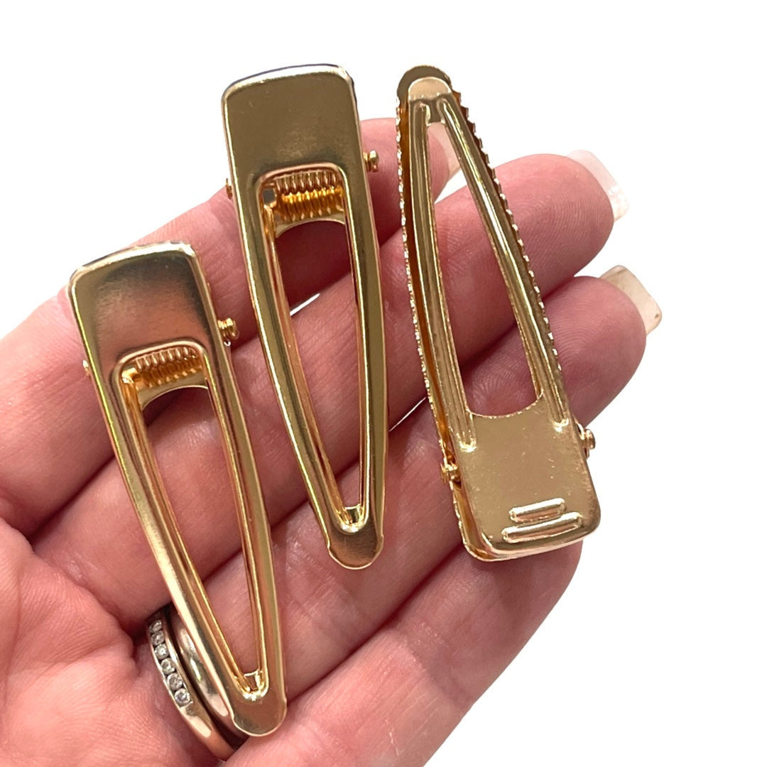 55mm x 15mm Gold Metal Hair Clips - 10 or 25 Pack