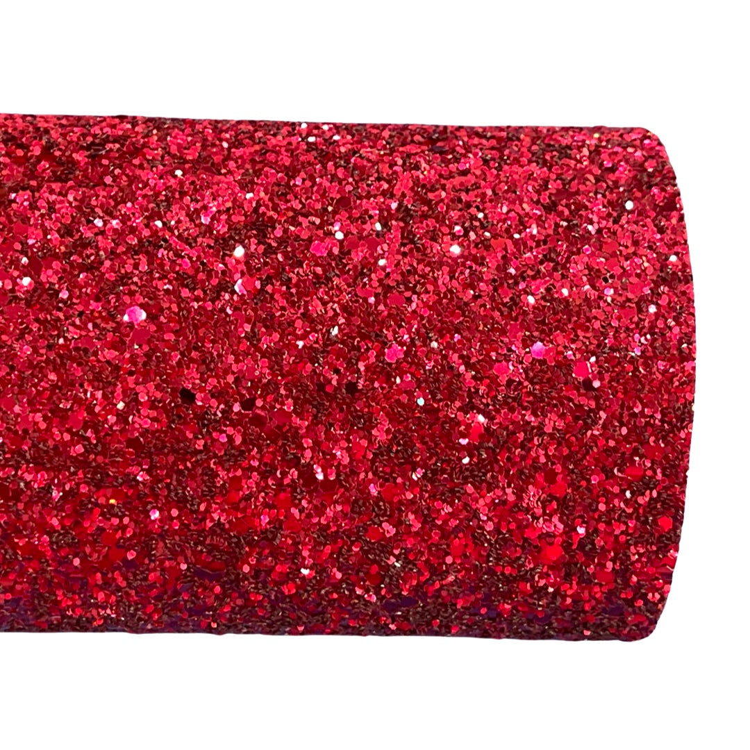 Ruby Red Chunky Glitter Fabric Sheet