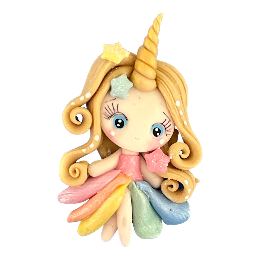 Rainbow Unicorn Princess Bow Clay Embellishment