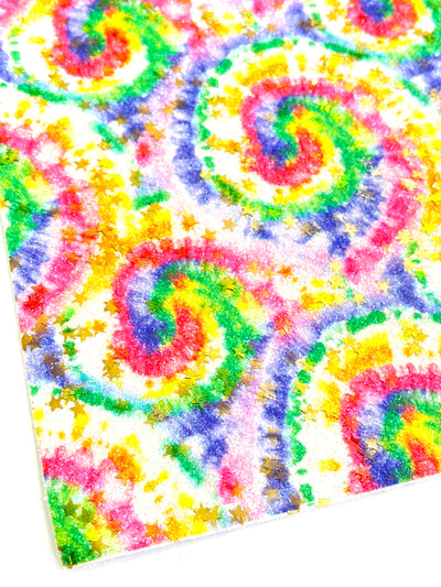Gold Star Tie Dye Fine Glitter Leather