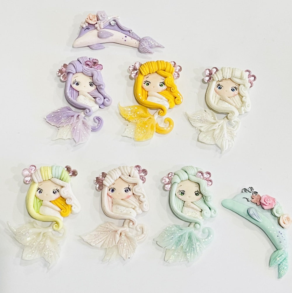 Mermaid Princesses Bow Clay Embellishments