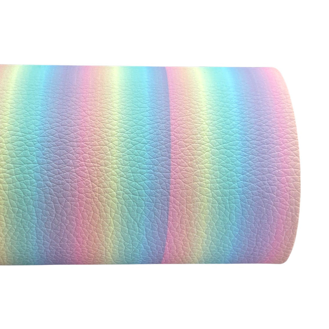 Sweet Pastel Rainbow Ombré Striped Faux Leatherette
