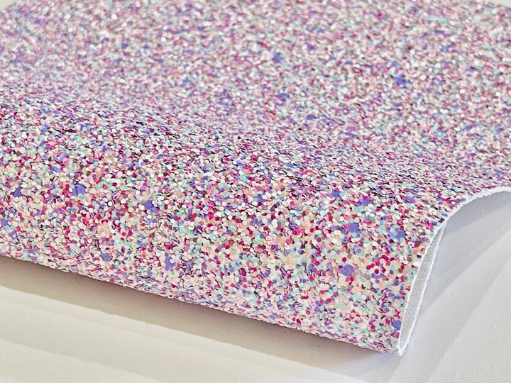 Purple Madness Multicolour Chunky Glitter Canvas Fabric Sheet