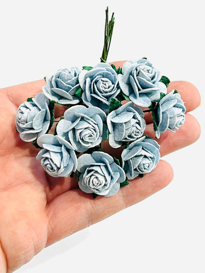 Baby Blue Mulberry Paper Roses - 10mm, 15mm, 20mm